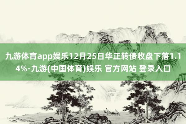 九游体育app娱乐12月25日华正转债收盘下落1.14%-九游(中国体育)娱乐 官方网站 登录入口
