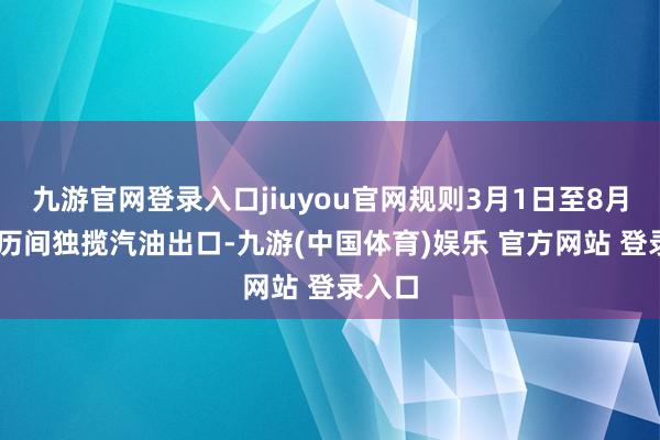 九游官网登录入口jiuyou官网规则3月1日至8月31日历间独揽汽油出口-九游(中国体育)娱乐 官方网站 登录入口