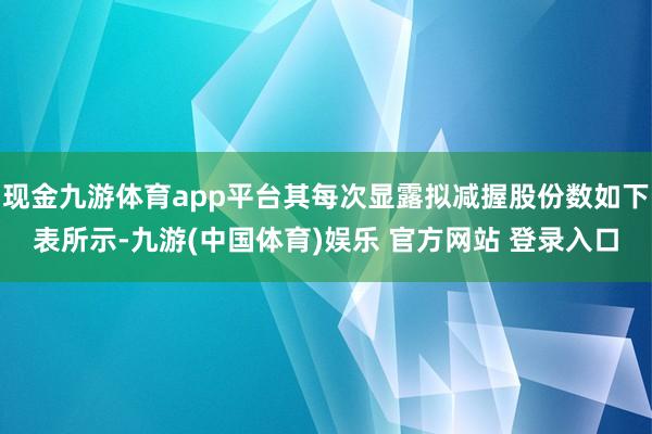 现金九游体育app平台其每次显露拟减握股份数如下表所示-九游(中国体育)娱乐 官方网站 登录入口